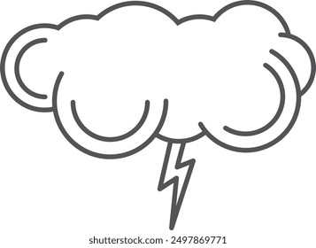 Thunderstorm line icon. Cloud lightning weather symbol