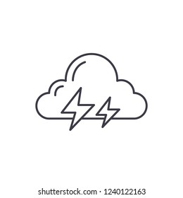 Thunderstorm line icon concept. Thunderstorm vector linear illustration, symbol, sign