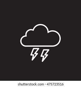 thunderstorm line icon, outline vector logo illustration, linear pictogram isolated on black