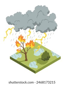 Thunderstorm. Natural Disaster Icon. 3d Vector Illustration