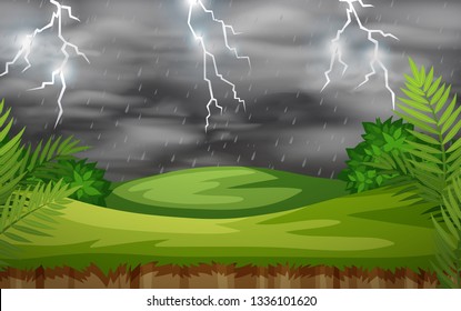 A thunderstorm nature scene illustration