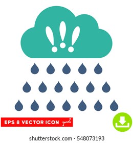 Thunderstorm Rain Cloud EPS vector pictogram. Illustration style is flat iconic bicolor cobalt and cyan symbol on white background.