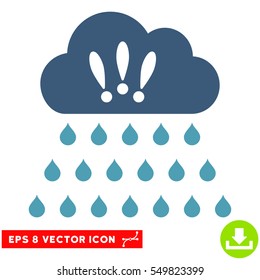 Thunderstorm Rain Cloud EPS vector pictograph. Illustration style is flat iconic bicolor cyan and blue symbol on white background.