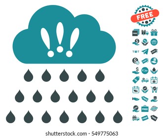 Thunderstorm Rain Cloud pictograph with free bonus images. Vector illustration style is flat iconic symbols, soft blue colors, white background.