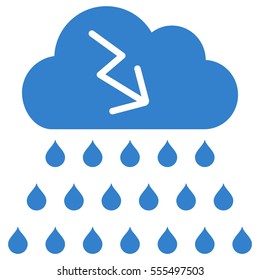 Thunderstorm Rain Cloud vector pictograph. Style is flat graphic symbol, cobalt color, white background.