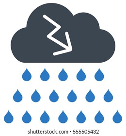 Thunderstorm Rain Cloud vector pictograph. Style is flat graphic bicolor symbol, smooth blue colors, white background.