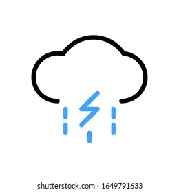 Thunderstorm with rain Icon. Flat vector graphic in white background