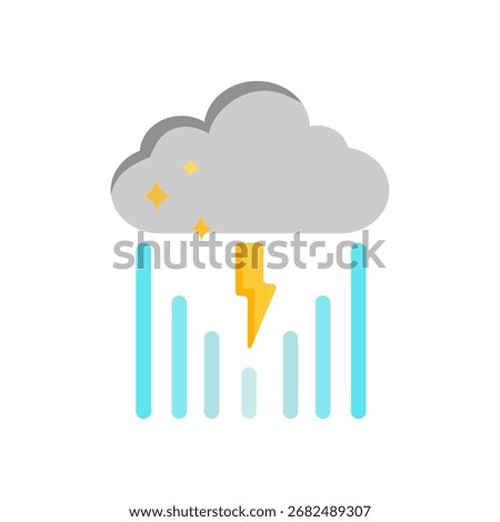Thunderstorm with rain on white background.