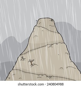 Thunderstorm with rain over tall mountain