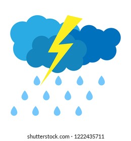 Thunderstorm. Rain. Trendy Flat style icon for weather apps, graphic design, banners, flyers, posters, covers or template.Web site, UI. EPS10.