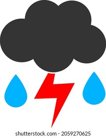 Thunderstorm Rain vector illustration. A flat illustration design of Thunderstorm Rain icon on a white background.