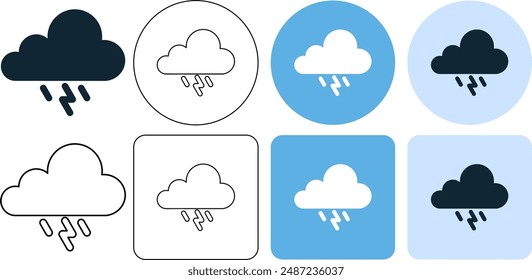 thunderstorm rain weather, storm rain, lightning rain, icon symbol stroke line and glyph