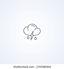 Thunderstorm and rainy, vector best gray line icon on white background, EPS 10