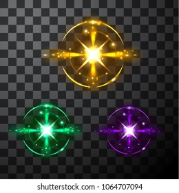 Thunderstorm realistic elements with colored flashes