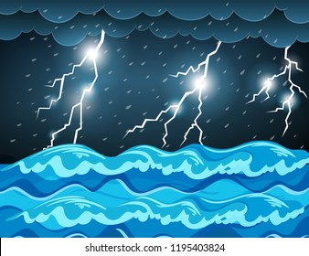 Thunderstorm at the sea  illustration