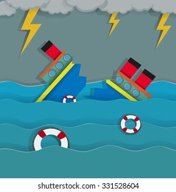 Tormenta eléctrica y naufragio en la ilustración oceánica