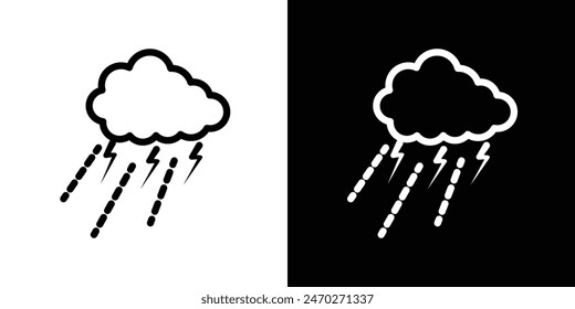 Thunderstorm symbols. Lightning thunder vector sign. Cloud with thunderbolt icon.