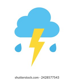 Thunderstorm Vector Flat Icon Design
