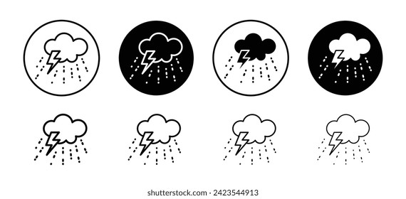 Thunderstorm vector icon set collection. Thunderstorm Outline flat Icon.