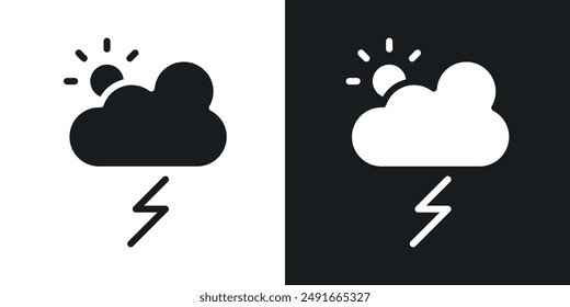 Thunderstorm vector icon set in solid style.