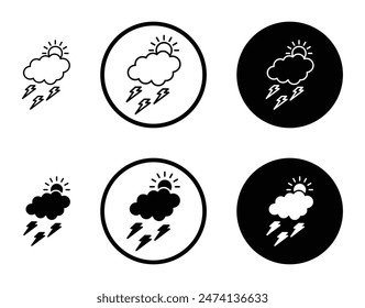 Thunderstorm vector icon set. thunder lightning vector icon. rain thunderbolt weather sign suitable for apps and websites UI designs.