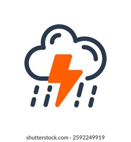 Thunderstorm Vector Icon for Springtime