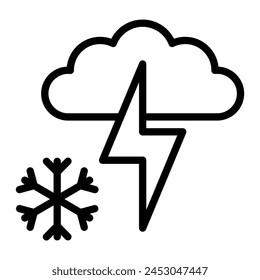 Thunderstorm Vector Line Icon Design