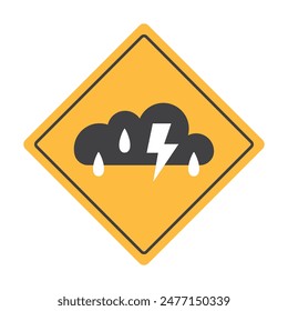 thunderstorm warning sign, hazardous weather condition concept- vector illustration
