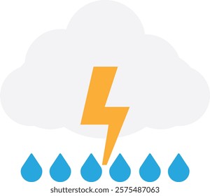 Thunderstorm Weather Cloud Icon Vector Flat Illustration