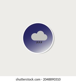 Thunderstorm Weather Flat Icon on grey background. Vector illustration design. Flat style