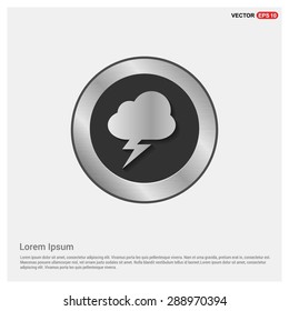 thunderstorm weather icon - abstract logo type icon - Realistic Silver metal button abstract background. Vector illustration