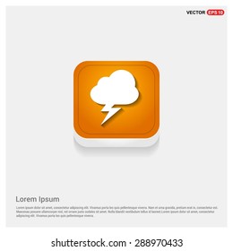 thunderstorm weather icon - abstract logo type icon - Orange abstract 3d button with light board and shadow on gray background. Vector illustration