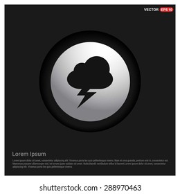 thunderstorm weather icon - abstract logo type icon - Realistic Silver metal button abstract black background. Vector illustration