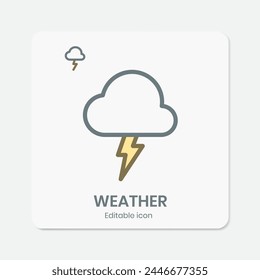 thunderstorm weather icon with simple and minimalist design