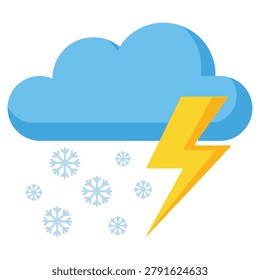 Thunderstorm Weather Icon With Snowfall Cloud And Lightning Symbol Representing Winter Climate Forecast Seasonal Conditions Storm Alerts And Meteorology Applications