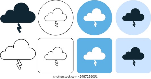 thunderstorm weather, lightning, bolt, situation environment, icon symbol stroke line and glyph