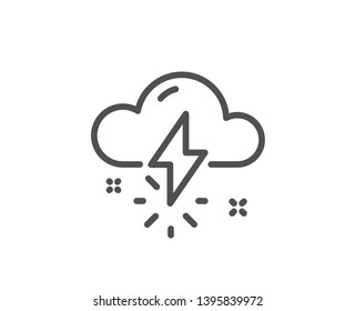 Thunderstorm weather line icon. Thunderbolt with cloud sign. Bad day symbol. Quality design element. Linear style thunderstorm weather icon. Editable stroke. Vector