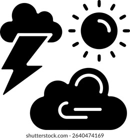 Thunderstorms Day Semi Solid Icon Design