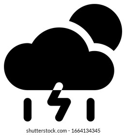 thunderstorms during the day icon with glyph style. Suitable for website design, logo, app and ui.