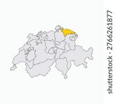 Thurgau Canton Map Highlighted in Switzerland Map
