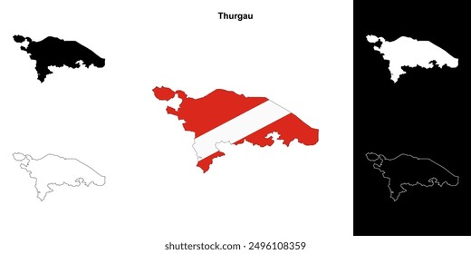 Thurgau canton outline map set