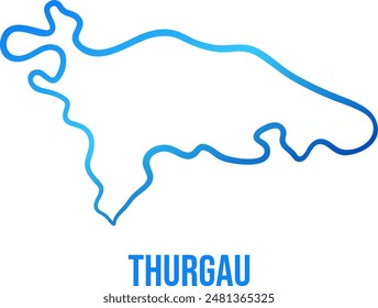 Thurgau swiss canton simplified blue gradient map with title