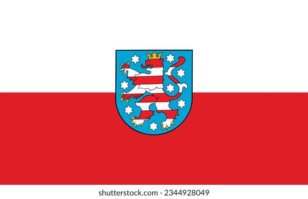 Ilustración vectorial de bandera Thuringen aislada en fondo blanco. Provincia de Alemania. Escudo de armas de Thuringen. Turingia, alemán. 