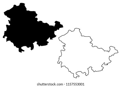 Thuringia (Federal Republic of Germany, State of Germany) map vector illustration, scribble sketch Thuringia map