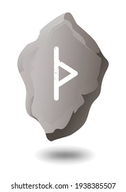 THURISAZ STONE RUNE ON A WHITE BACKGROUND IN VECTOR