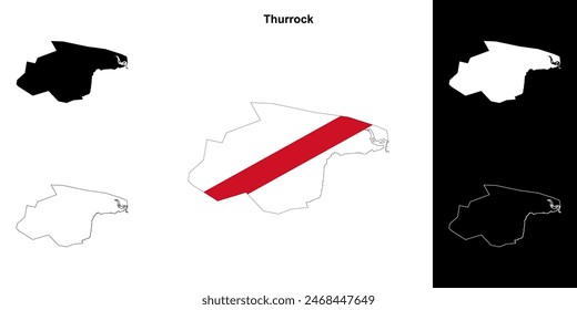 Conjunto de mapas de esquema en blanco Thurrock