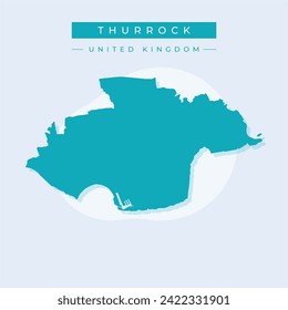 Thurrock Borough and unitary authority area (United Kingdom of Great Britain and Northern Ireland, ceremonial county Essex, England) map vector illustration, scribble sketch map