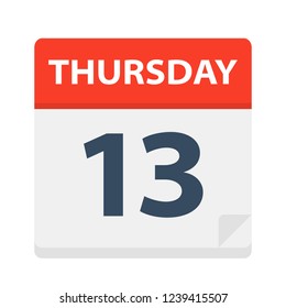 Thursday 13 - Calendar Icon - Vector Illustration