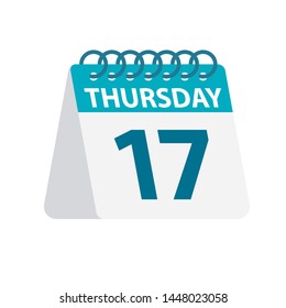 Thursday 17 - Calendar Icon - Vector Illustration