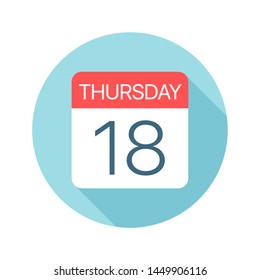 Thursday 18 - Calendar Icon - Vector Illustration